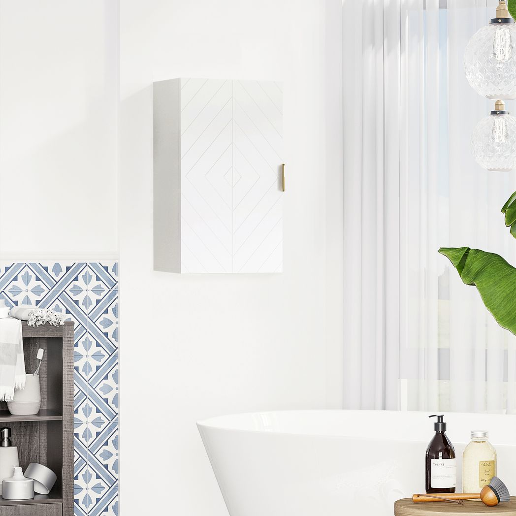 kleankin Bathroom Wall Cabinet with Adjustable Shelves for Hallway, Living Room - Image 7