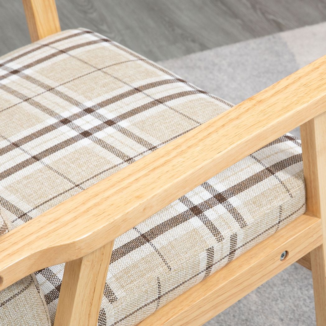 HOMCOM Modern Accent Chairs Upholstered Linen-Feel Living Room Chair Beige - Image 7