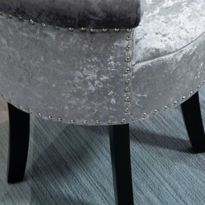 Dressing Table Stool Vanity Seat w/ Rubber Wood Legs Bedroom - Grey - Image 7