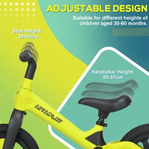 Baby Balance Bike, Training Bike w/ Adjustable Seat and Handlebar - Green - Image 4