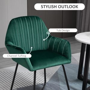Modern Accent Chair Velvet-Feel Upholstered Lounge Armchair Metal Base Green - Image 4