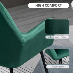 Modern Accent Chair Velvet-Feel Upholstered Lounge Armchair Metal Base Green - Image 5