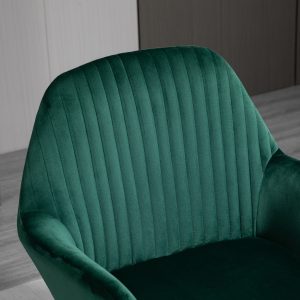 Modern Accent Chair Velvet-Feel Upholstered Lounge Armchair Metal Base Green - Image 7