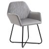 Modern Accent Chair Velvet-Feel Upholstered Lounge Armchair Metal Base Grey