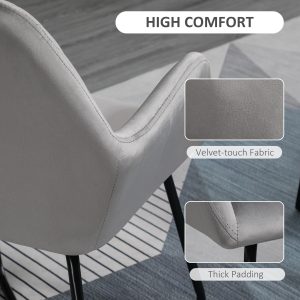 Modern Accent Chair Velvet-Feel Upholstered Lounge Armchair Metal Base Grey - Image 5