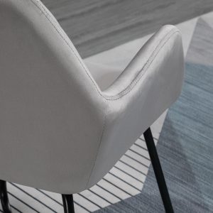 Modern Accent Chair Velvet-Feel Upholstered Lounge Armchair Metal Base Grey - Image 7