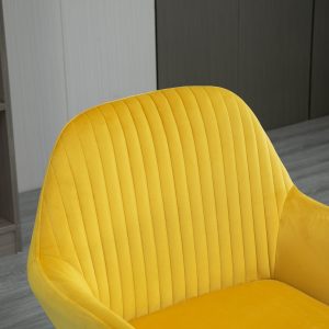 Modern Accent Chair Velvet-Feel Upholstered Lounge Armchair Metal Base Yellow - Image 7
