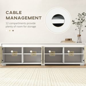 HOMCOM TV Cabinet Set with Wall-Mounted Cupboard and Adjustable Shelves, Natural - Image 6