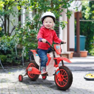 Alternative view of Kids Motorbike Electric Ride-On Toy w/ Training Wheels, for 3-5 Years - Red