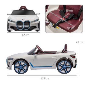 BMW i4 Licensed 12V Kids Electric Ride-On w/ Portable Battery - White - Image 3