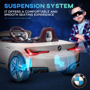 BMW i4 Licensed 12V Kids Electric Ride-On w/ Portable Battery - White - Image 7