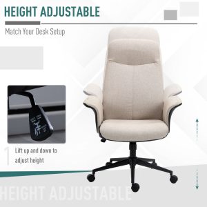 Vinsetto High-Back Office Chair Computer Desk Chair with Tilt Function Beige - Image 4