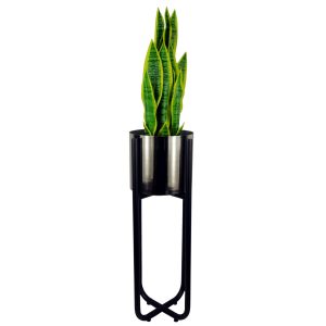Tall Black Stand with Iridescent Rainbow Metal Planter 62cm x 18cm - Image 5