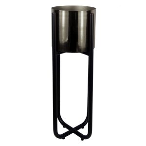 Tall Black Stand with Silver Metal Planter 62cm x 18cm