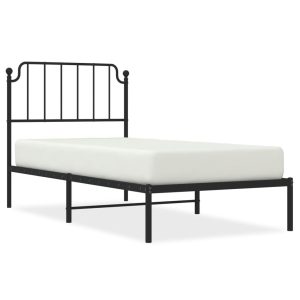 Alternative view of Metal Bed Frame with Headboard Black 90x200 cm
