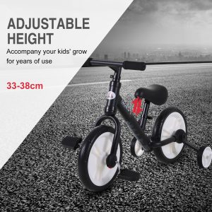 Kids Balance Training Bike Toy w/ Stabilizers For Child 2-5 Years Black - Image 3