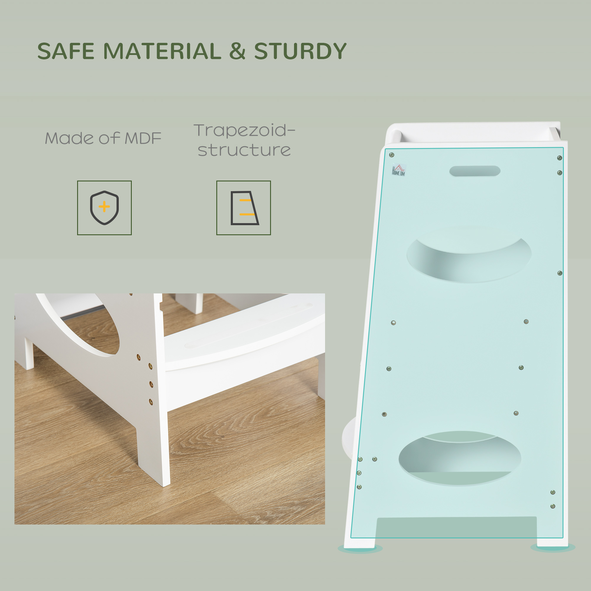 Kids Step Stool Toddler Kitchen Stool w/ Adjustable Standing Platform - Image 5