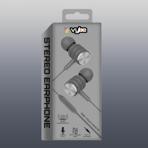 Vybe Bass Enhancement One-Touch Remote 3.5mm AUX-in Stereo Earphones, Space Grey - Image 6