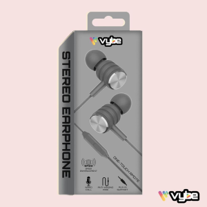 Vybe Bass Enhancement One-Touch Remote 3.5mm AUX-in Stereo Earphones, Space Grey - Image 8