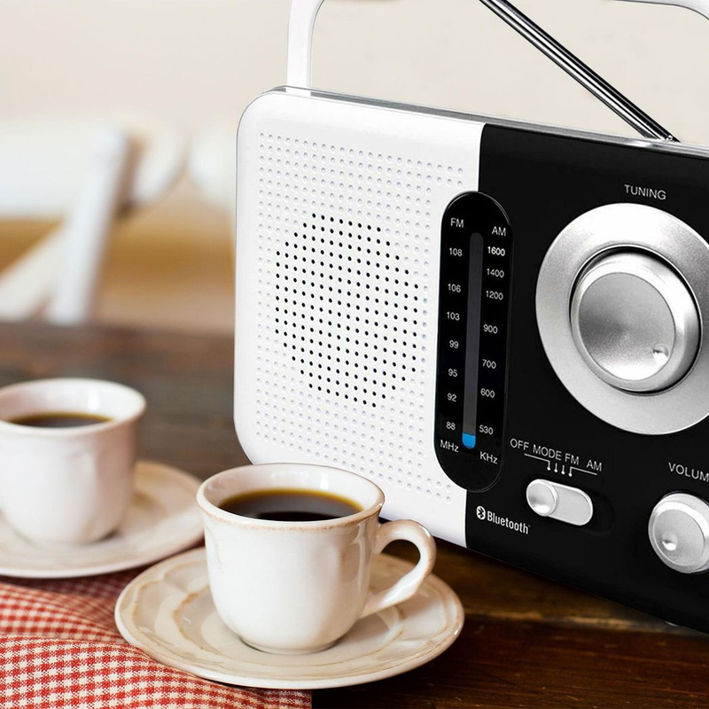 Soundz SZ412 AM/FM Bluetooth Radio with USB Port And SD Card Slot, Black/White - Image 2