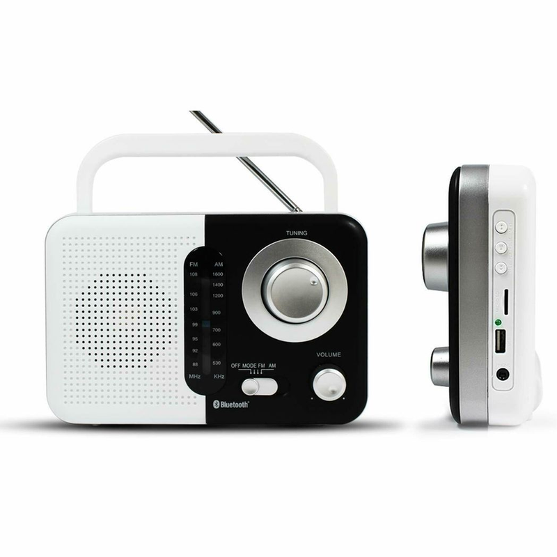 Soundz SZ412 AM/FM Bluetooth Radio with USB Port And SD Card Slot, Black/White - Image 7