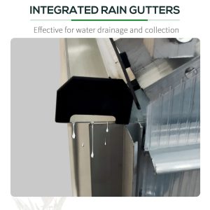 6 x 4ft Polycarbonate Greenhouse Aluminum Roof Vent, Rain Gutter Sliding Door, - Image 7