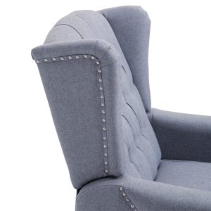 Recliner Armchair for Living Room Fabric Reclining Chair w/ Footrest Light Grey - Image 7