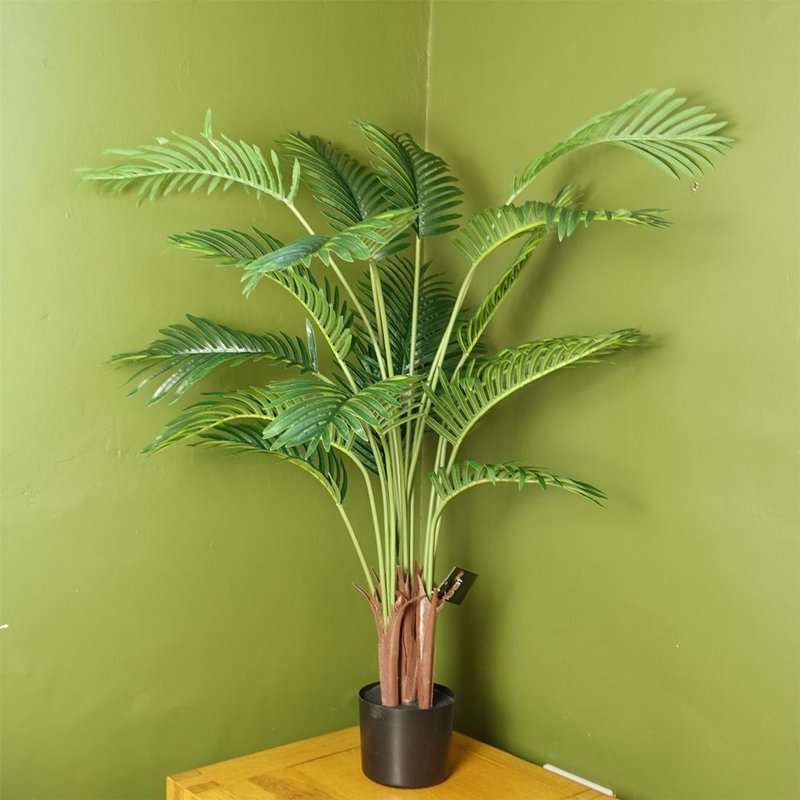110cm Large Artificial Areca Palm Tree Potted in Black Pot - Image 6