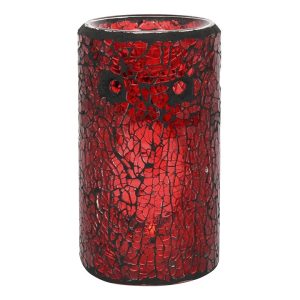 Alternative view of Red Pillar Crackle Glass Oil Burner