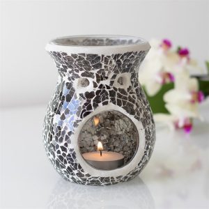 Small Gunmetal Grey Crackle Oil Burner - Image 4