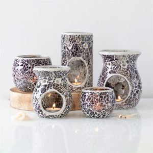 Small Gunmetal Grey Crackle Oil Burner - Image 5