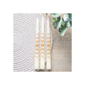 Alternative view of Set of 3 Off White Moon Phases Taper Dinner Candles