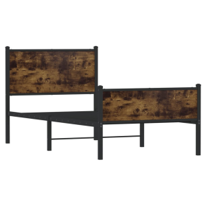 Alternative view of Metal Bed Frame with Headboard and Footboard Smoked Oak 90x200 cm