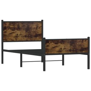 Alternative view of Metal Bed Frame with Headboard and Footboard Smoked Oak 90x190 cm Single
