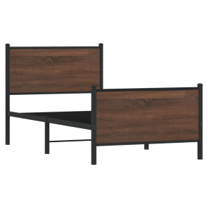 Alternative view of Metal Bed Frame with Headboard and Footboard Brown Oak 90x190 cm Single
