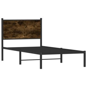 Alternative view of Metal Bed Frame with Headboard Smoked Oak 75x190 cm Small Single