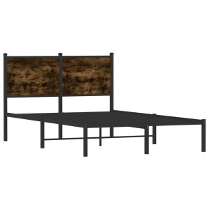 Alternative view of Metal Bed Frame with Headboard Smoked Oak 120x200 cm