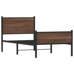 Alternative view of Metal Bed Frame with Headboard and Footboard Brown Oak 90x200 cm