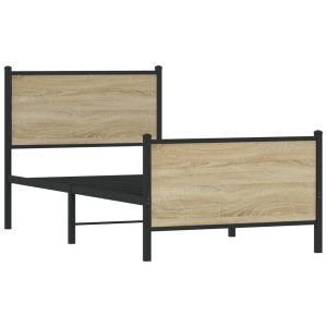 Alternative view of Metal Bed Frame with Headboard and Footboard Sonoma Oak 80x200 cm