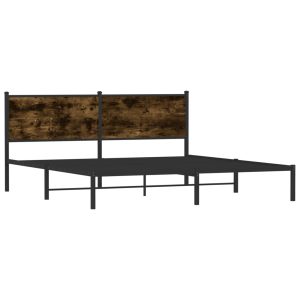 Alternative view of Metal Bed Frame with Headboard Smoked Oak 180x200 cm Super King