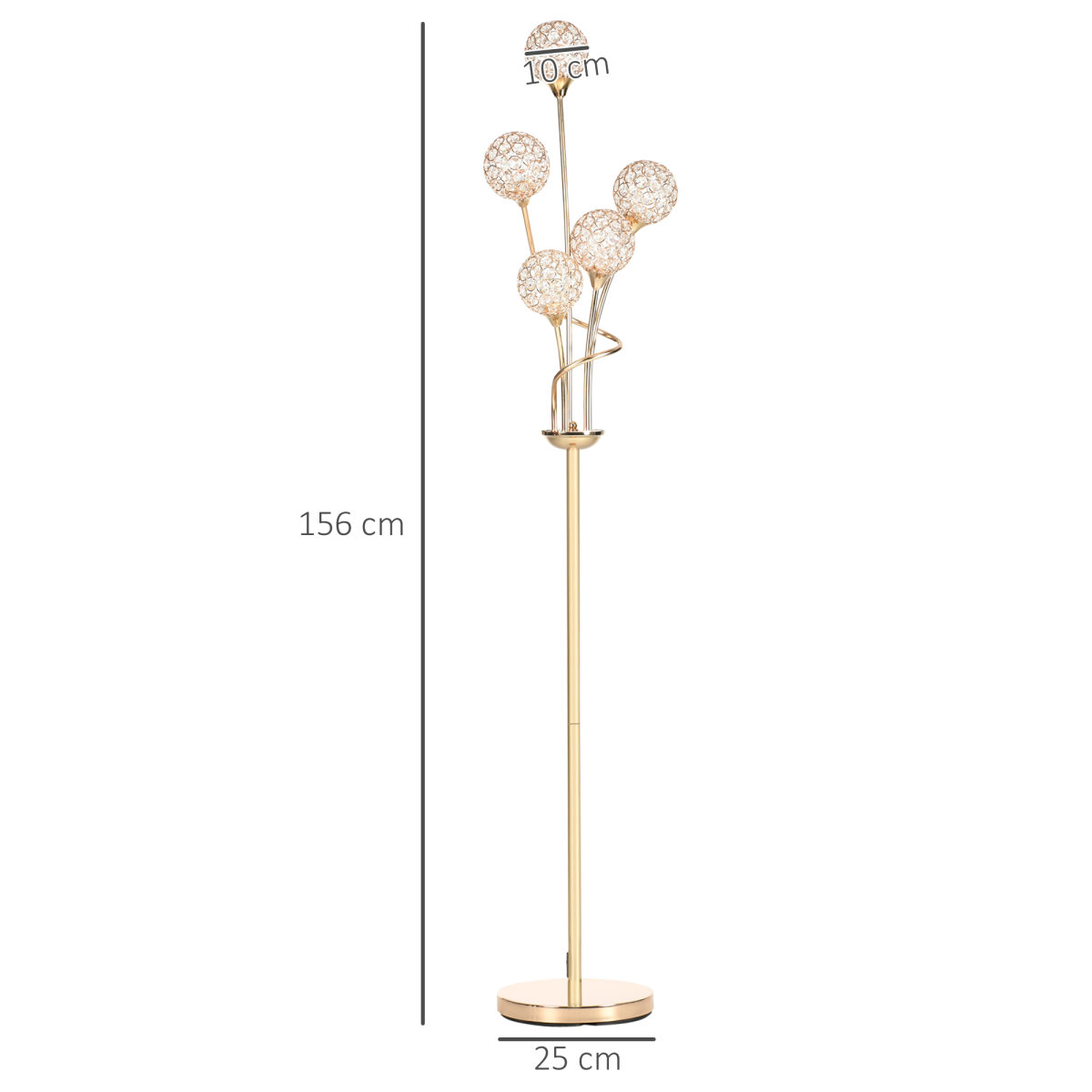 K9 Crystal Floor Lamp for Living Room, 5 Light Upright Standing Lamp - Gold - Image 3