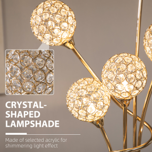 K9 Crystal Floor Lamp for Living Room, 5 Light Upright Standing Lamp - Gold - Image 4