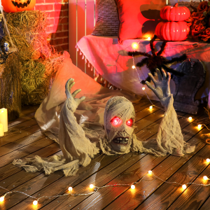 Outsunny Life Size Halloween Animated Crawling Mummy with Glowing LED Eyes - Image 3