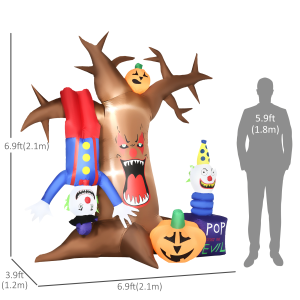 7ft Inflatable Halloween Ghost Tree with Upside-down Clown Pumpkins LED - Image 3