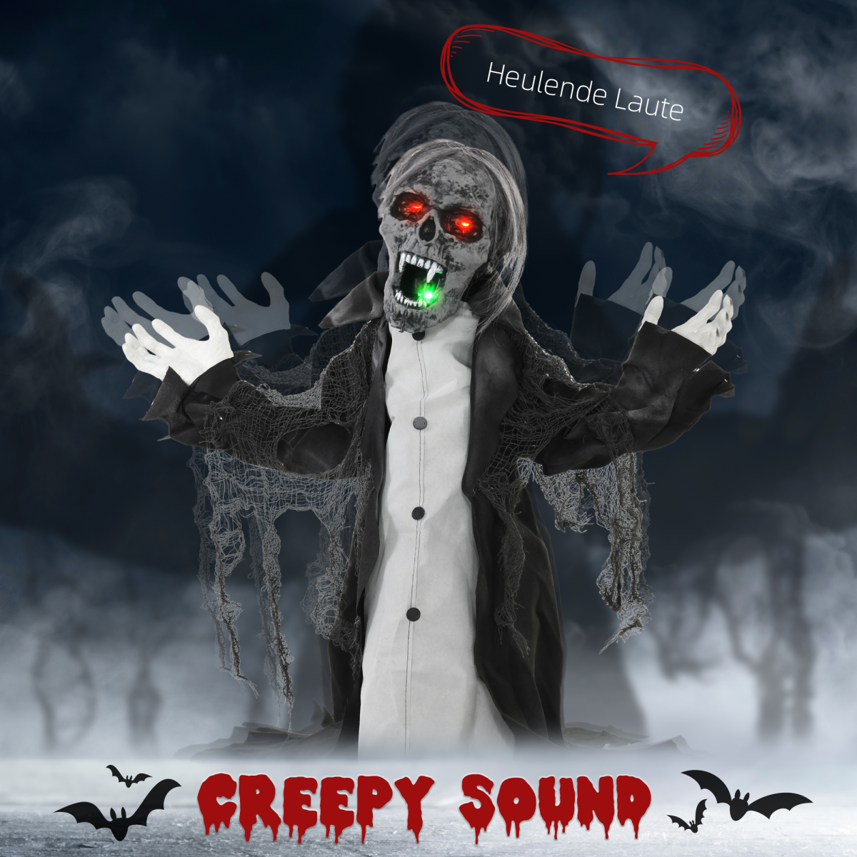 HOMCOM Voice Activated Halloween Animatronics Skeleton, Battery Operated - Image 5