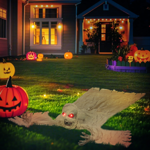 Outsunny Life Size Halloween Animated Crawling Mummy with Glowing LED Eyes - Image 8