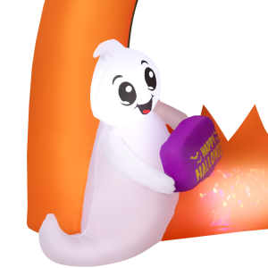 Outsunny 4.9FT Tall Halloween Inflatable Pumpkin Archway w/ Cute Ghost - Image 7