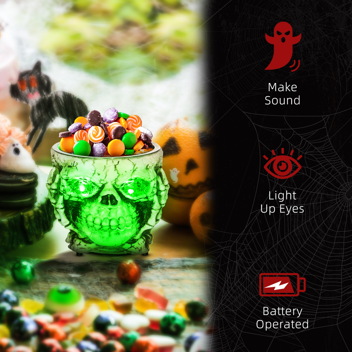 HOMCOM Skeleton Candy Bowl Outdoor Halloween Decoration for Party - Image 8