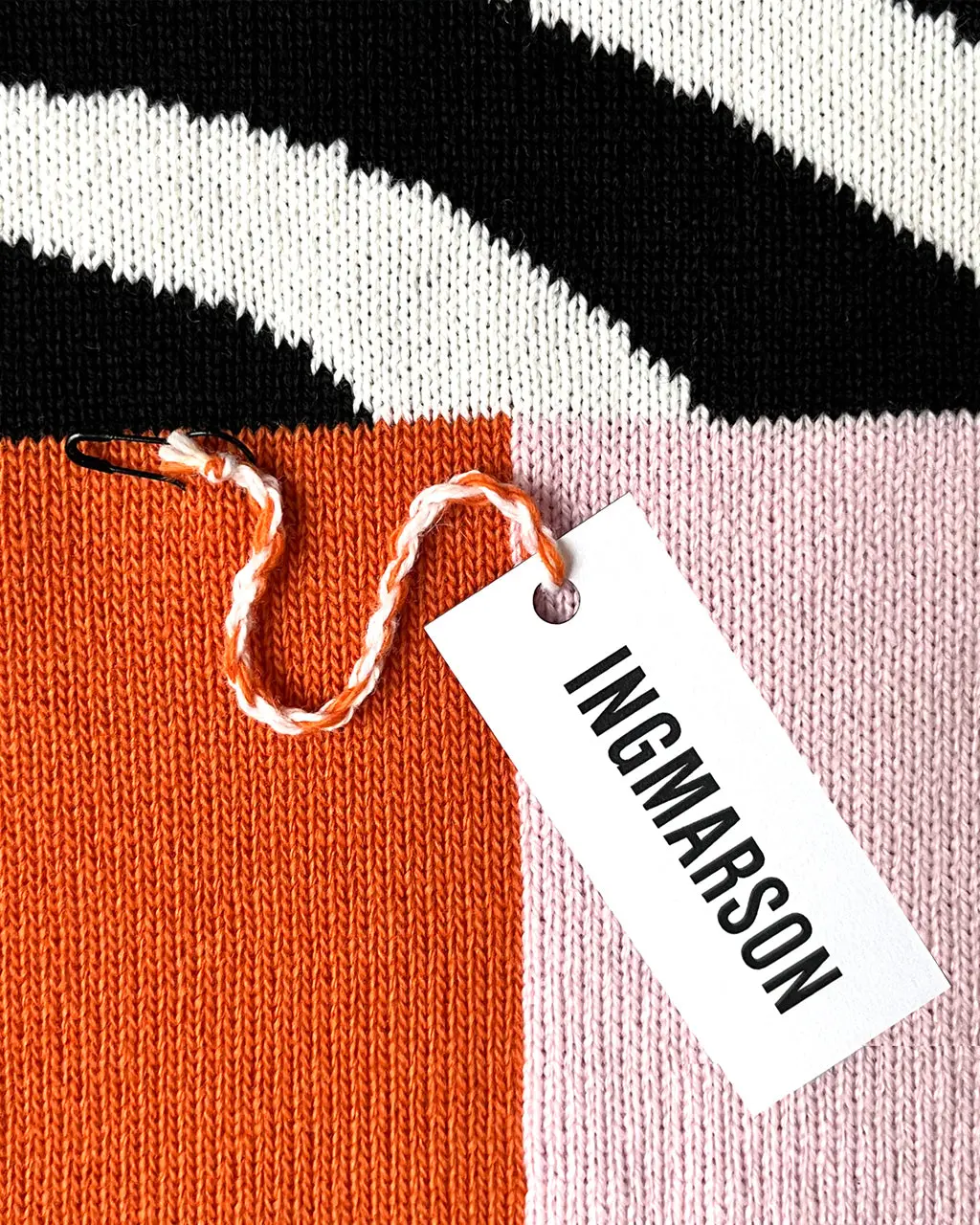 Alternative view of Shapes & Stripes Wool & Cashmere Scarf Pink & Orange