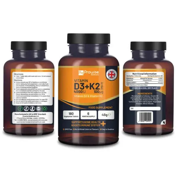 Alternative view of Vitamin D3 4000IU & K2 MK7 100g Vegetarian Tablets I 180 ( 6 Months Supply)
